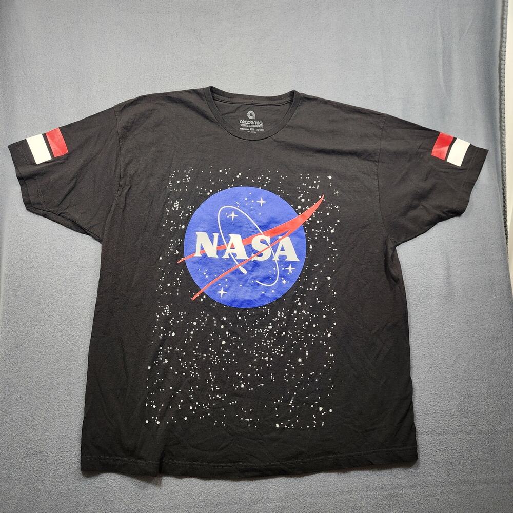 Akademiks Mens Shirt 3XL Black NASA Logo Short Sleeve Space Universe Science